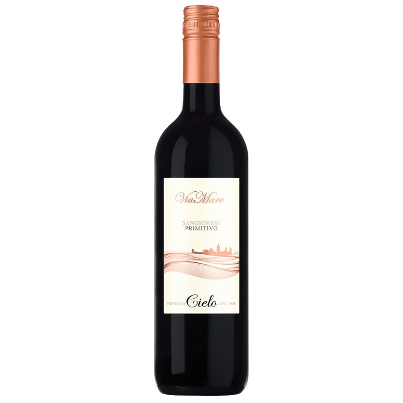 Вино Cielo e Terra Viamare Sangiovese Primitivo Puglia IGT, красное, сухое, 12,5%, 0,75 л - фото 1