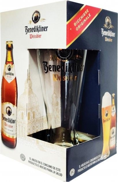 Набір пива Benediktiner Weissbier 5.4% (3 шт. x 0.5 л) + келих - фото 2