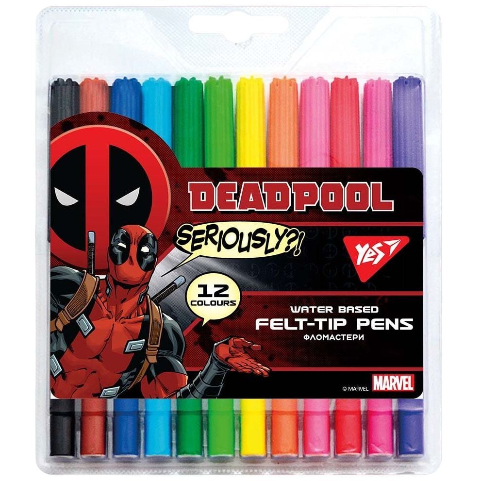 Фломастеры Yes Marvel Deadpool, 12 цветов (650477) - фото 1