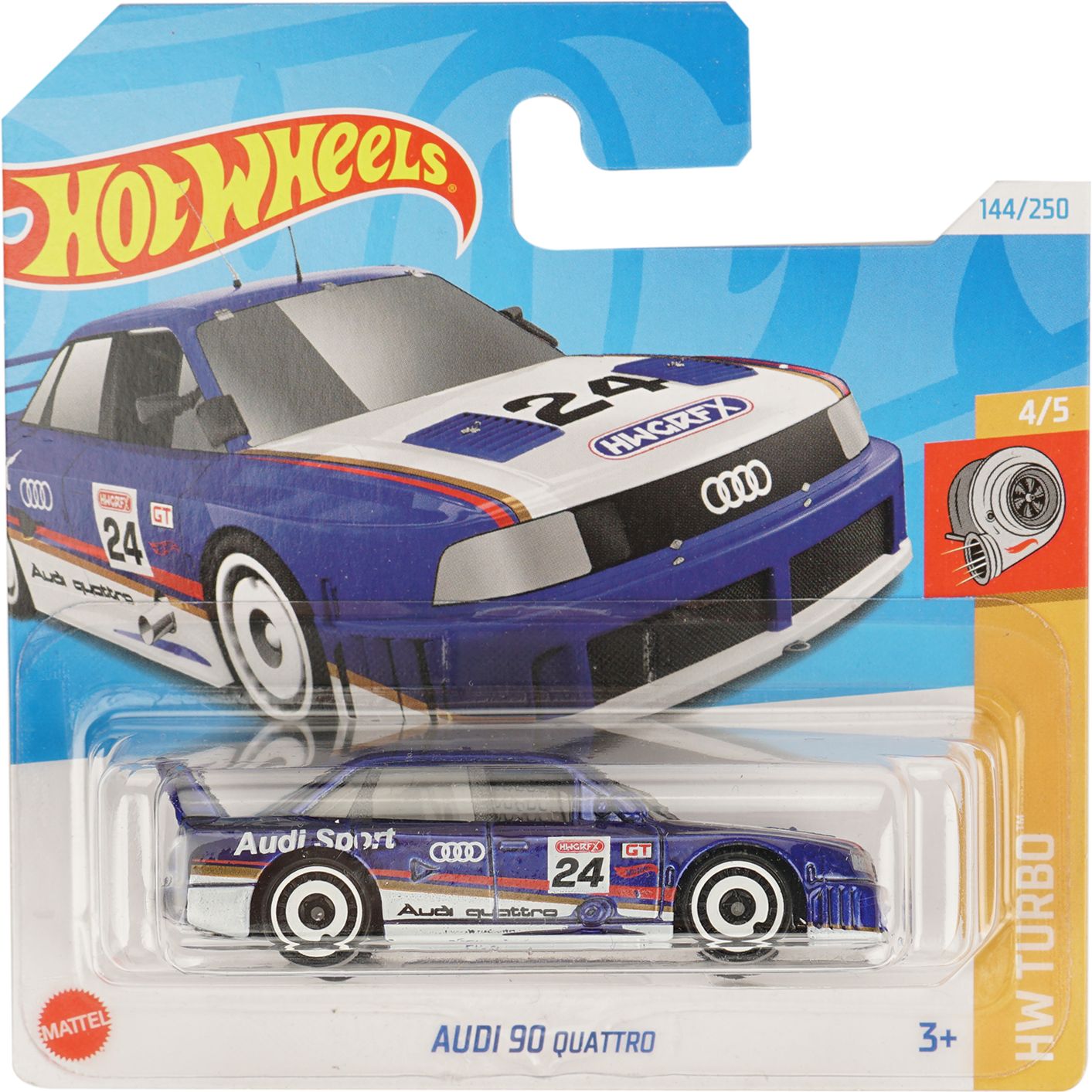 Базовая машинка Hot Wheels HW Turbo Audi 90 Quattro синяя с белым (5785) - фото 1