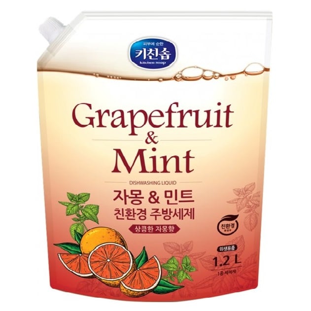 Моющее средство Mukunghwa Kitchen Soap Grapefruit&Mint Dishwashing Detergent, Грейпфрут и мята, 1,2 л - фото 1