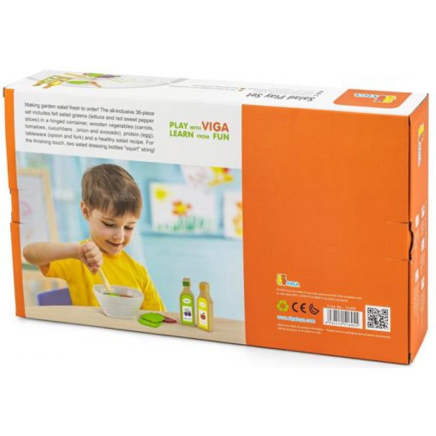 Іграшкові продукти Viga Toys Набір для салату з дерева (51605) - фото 3