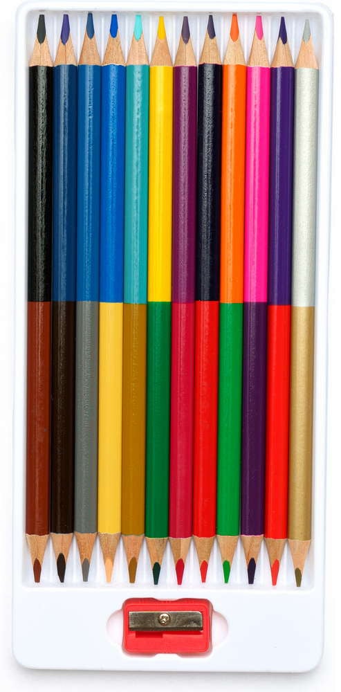 Карандаши двусторонние Школярик, с точилкой, 24 цвета, 12 шт. (312113001-UA) - фото 2