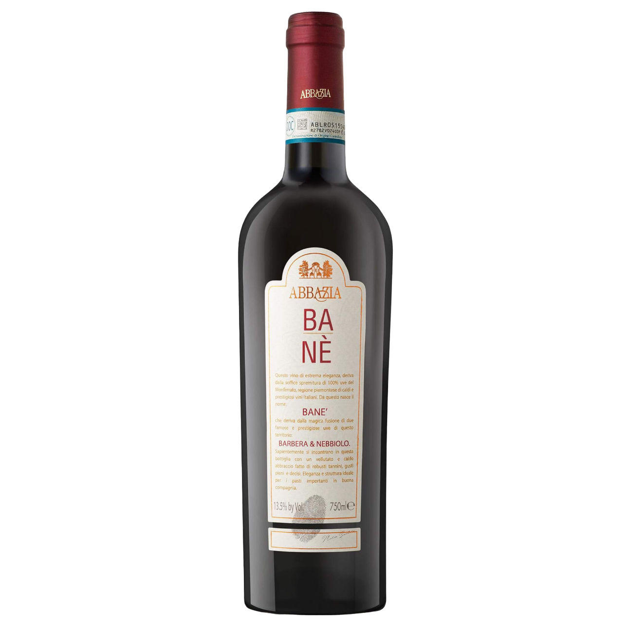 Вино Abbazia Bane, червоне, сухе, 13,5%, 0,75 л - фото 1