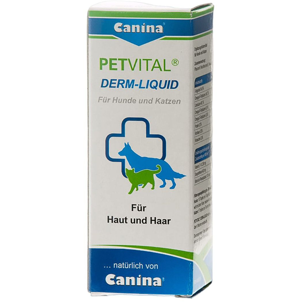 Витаминизированный тоник Canina Petvital Derm-Liquid для кошек и собак, для проблемной шерсти, 25 мл - фото 1