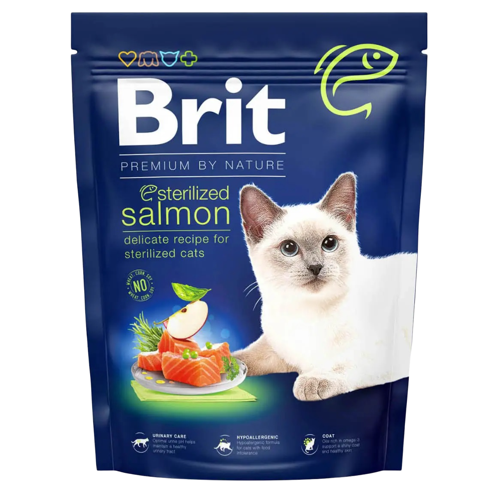 Сухий корм для стерилізованих котів Brit Premium by Nature Cat Sterilized Salmon з лососем, 300 г - фото 1