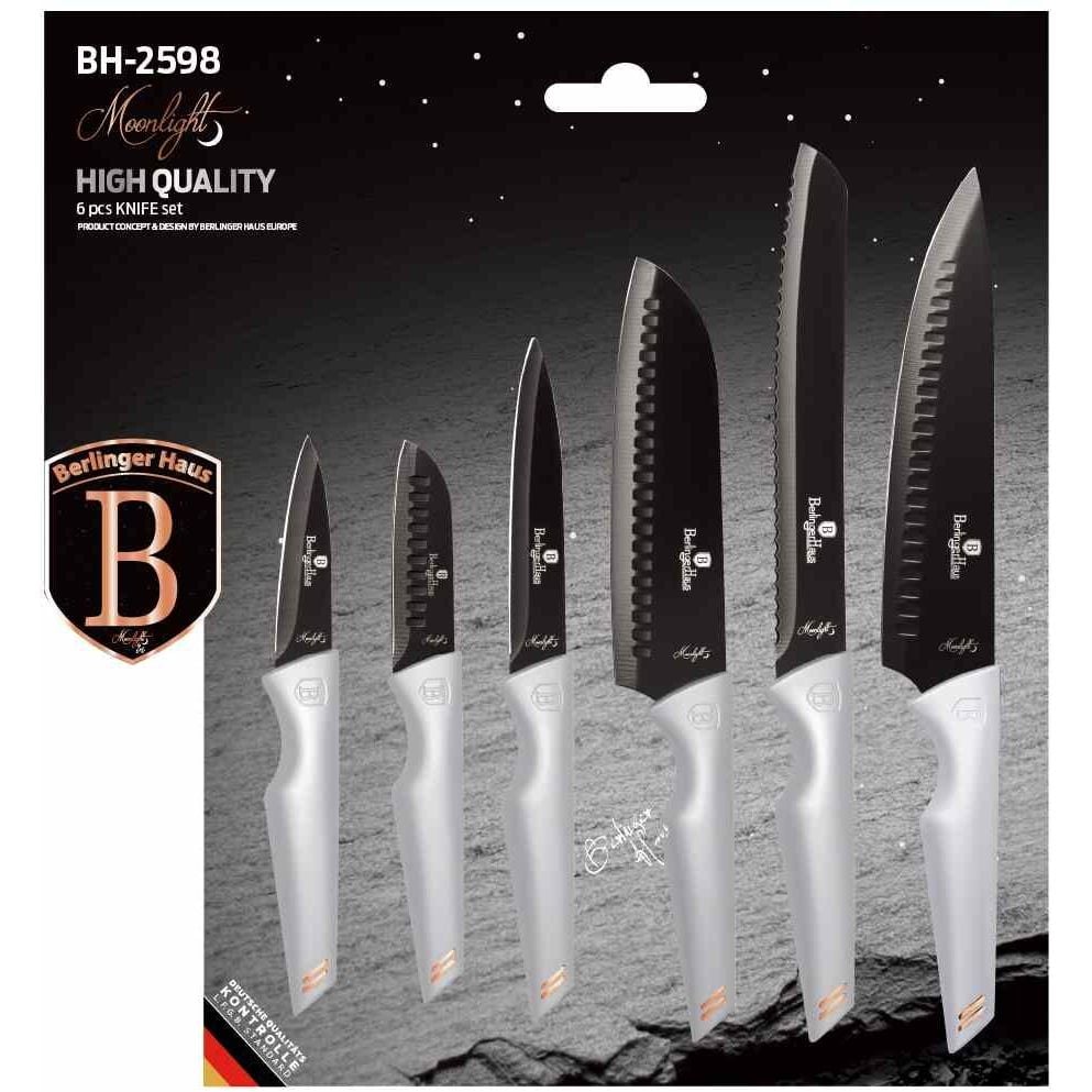 Набір ножів Berlinger Haus Moonlight Collection, 6 предметів, сірий (BH 2598) - фото 2
