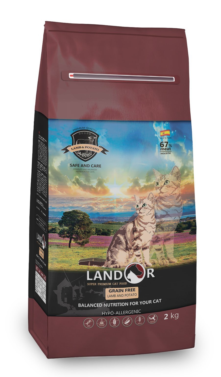 Беззерновой сухой корм для кошек Landor, ягненок с бататом, 10 кг - фото 1