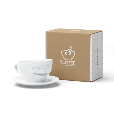 Чашка з блюдцем Tassen для кави Підморгуюче обличчя, біла, 200 мл (TASS14801/TA) - фото 2