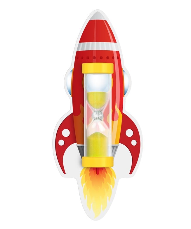 Пісочний годинник на присосці Склоприлад Чистимо зубки три хвилини Ракета, червоний (404626) - фото 1