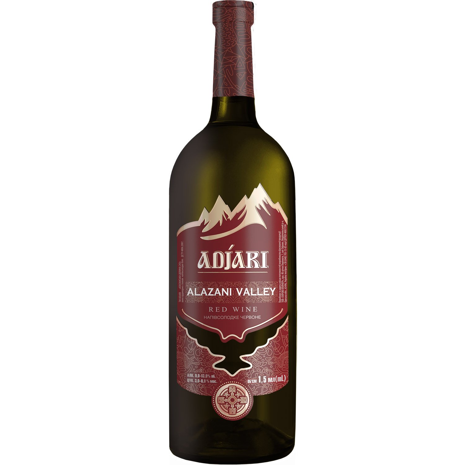 Вино Adjari Алазанська долина, червоне, напівсолодке, 1,5 л - фото 1