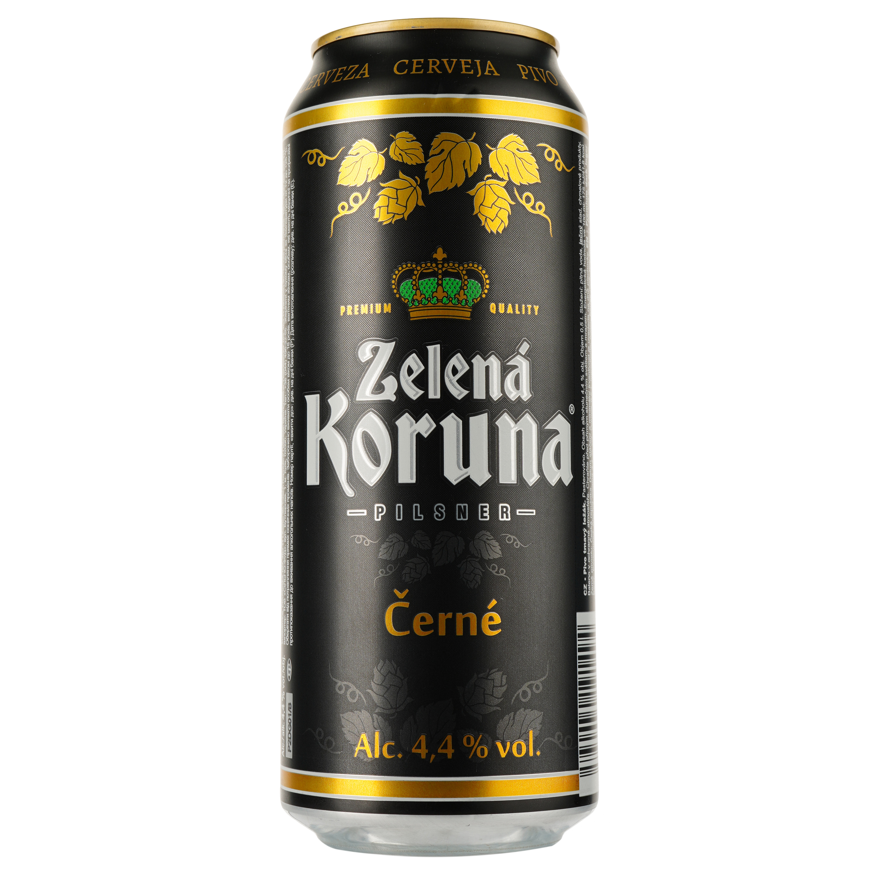 Пиво Zelena Koruna Cerne, темное, 4,4%, ж/б, 0,5 л (812947) - фото 1