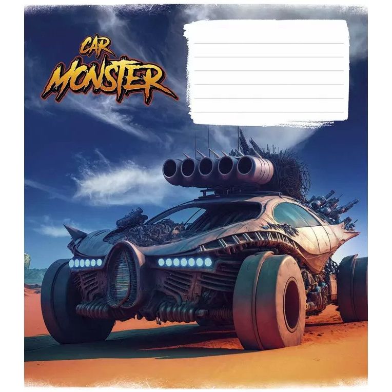 Тетрадь ученическая Monster cars Школярик 012-3243L-1 в линию 12 листов - фото 1