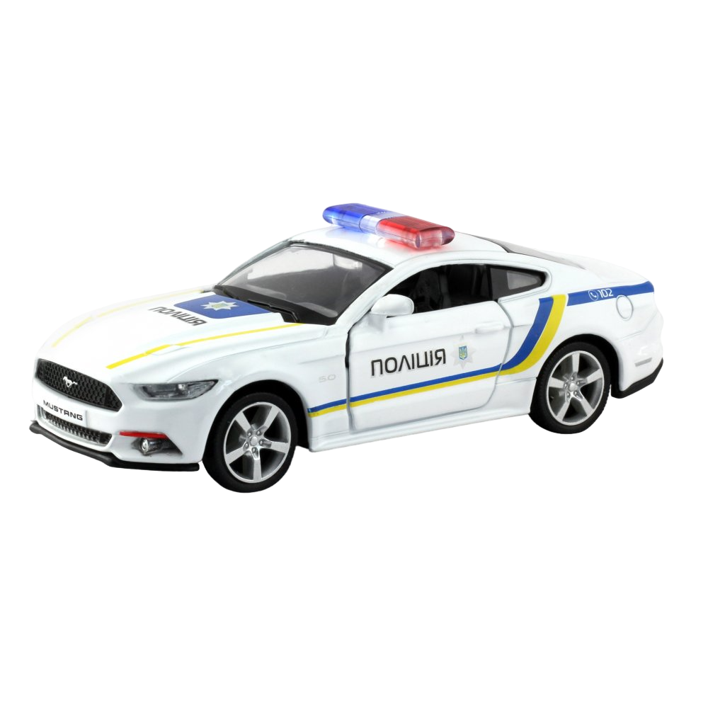 Машинка Uni-fortune Ford Mustang 2015 Ukrainian Police Car, 1:32, белый (554029P-UKR) - фото 1