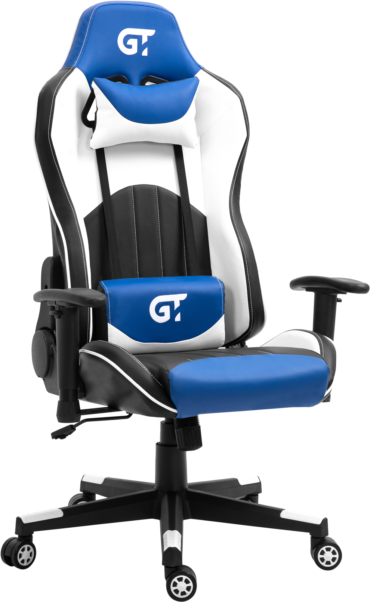 Геймерское кресло GT Racer черное с синим и белым (X-5813 Black/Blue/White) - фото 2