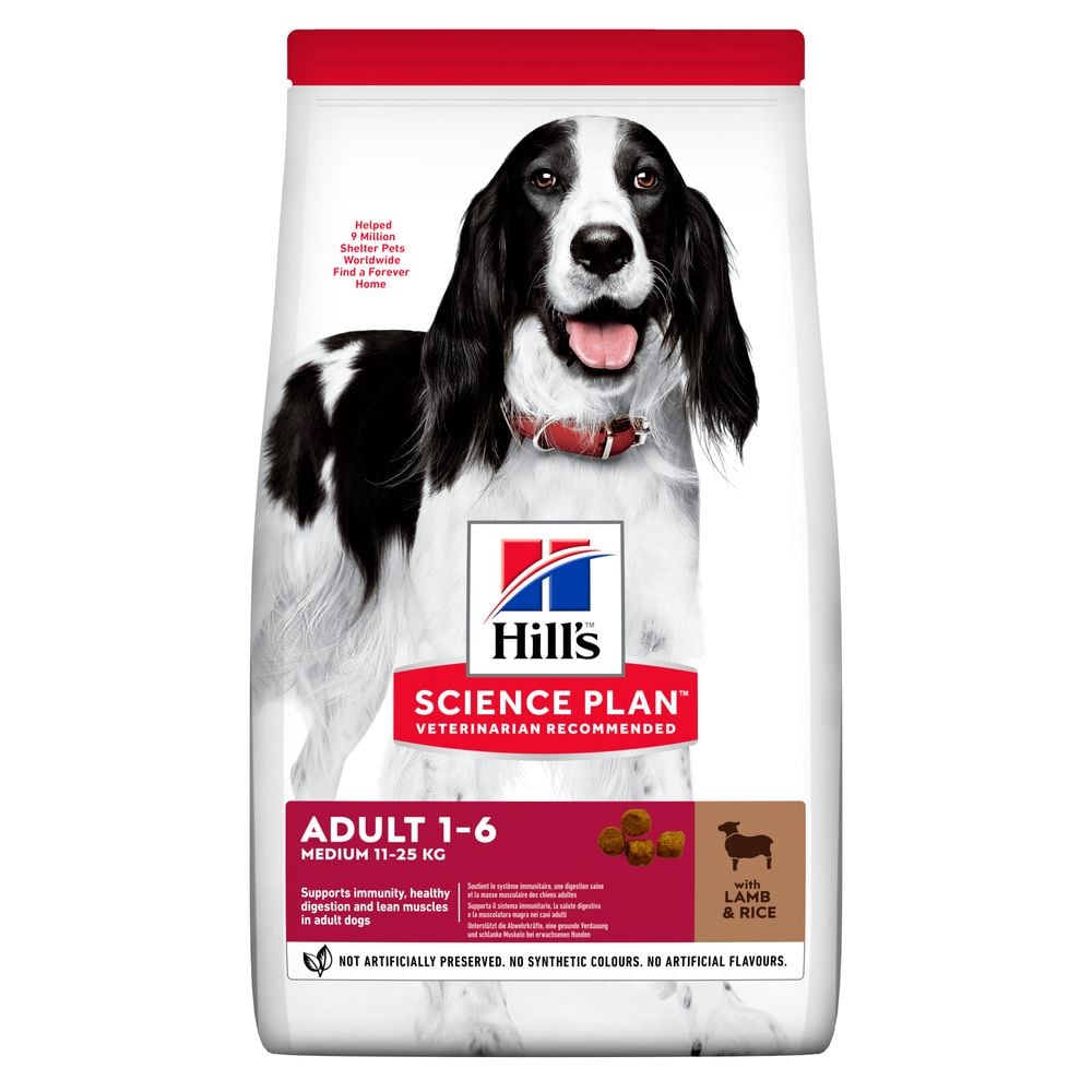 Сухой корм для взрослых собак средних пород Hill's Science Plan Adult Medium Breed, с ягненком и рисом, 14 кг (604357) - фото 1