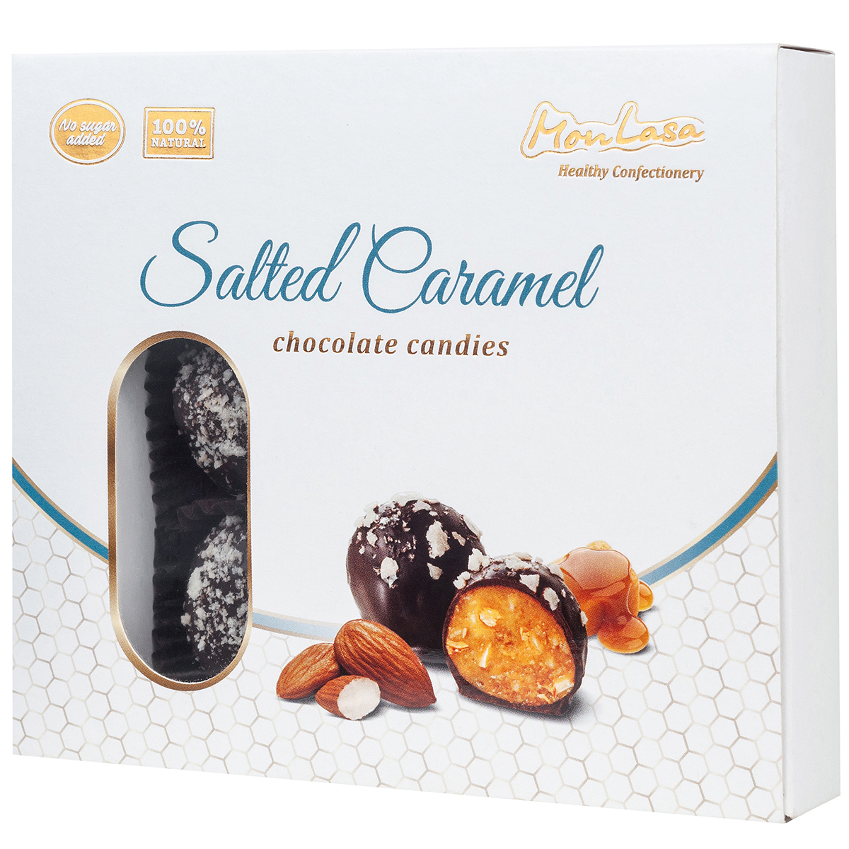 Цукерки MonLasa Salted Caramel шоколадні з мигдалем та солоною карамеллю 140 г - фото 1