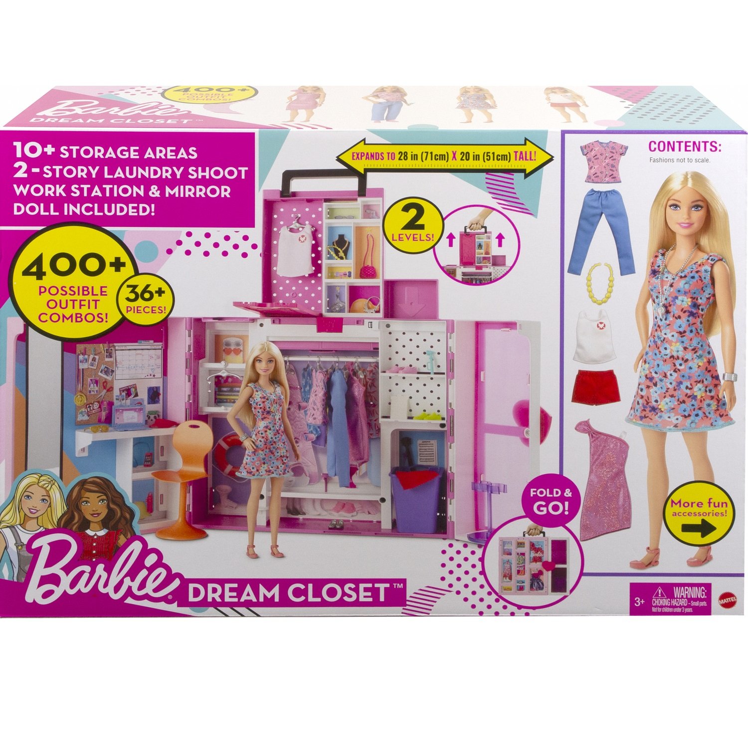 Двухэтажный шкаф мечты Barbie с куклой, 30 предметов (HGX57) - фото 10