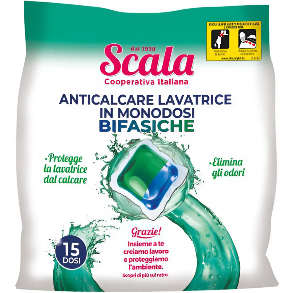 Капсули проти вапняного нальоту в пральній машині Scala двофазні 15 шт. - фото 1