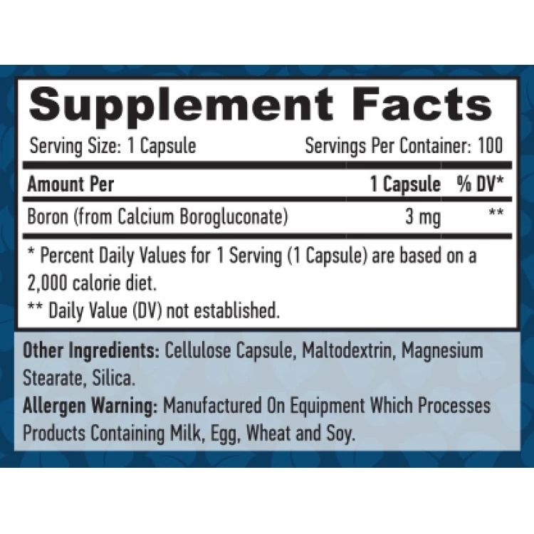 Минерал Бор Haya Labs Boron 3 мг 100 капсул - фото 3