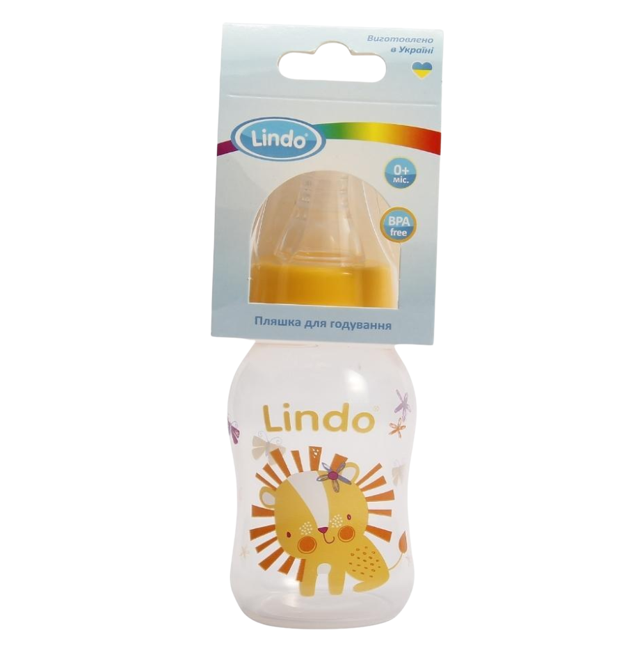 Пляшечка для годування Lindo, вигнута, з силіконовою соскою, 125 мл, жовтий (Li 144 жел) - фото 2