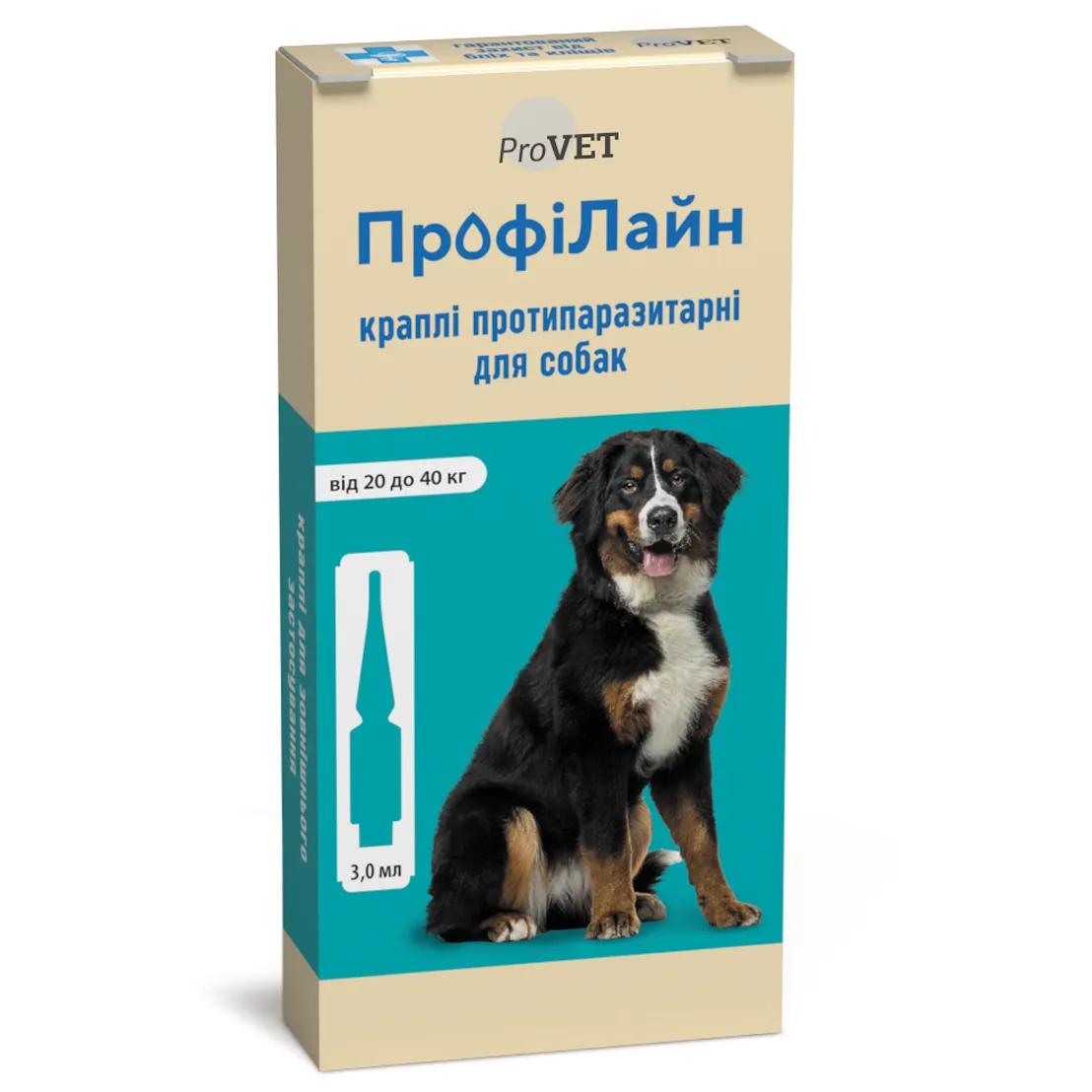 Капли на холку для собак ProVET ПрофиЛайн, от внешних паразитов, от 20 до 40 кг, 4 пипетки по 3 мл (PR240993) - фото 1