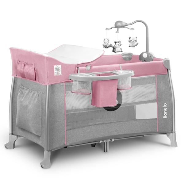 Манеж-кроватка Lionelo Thomi, серый с розовым (LO.TM03) - фото 3