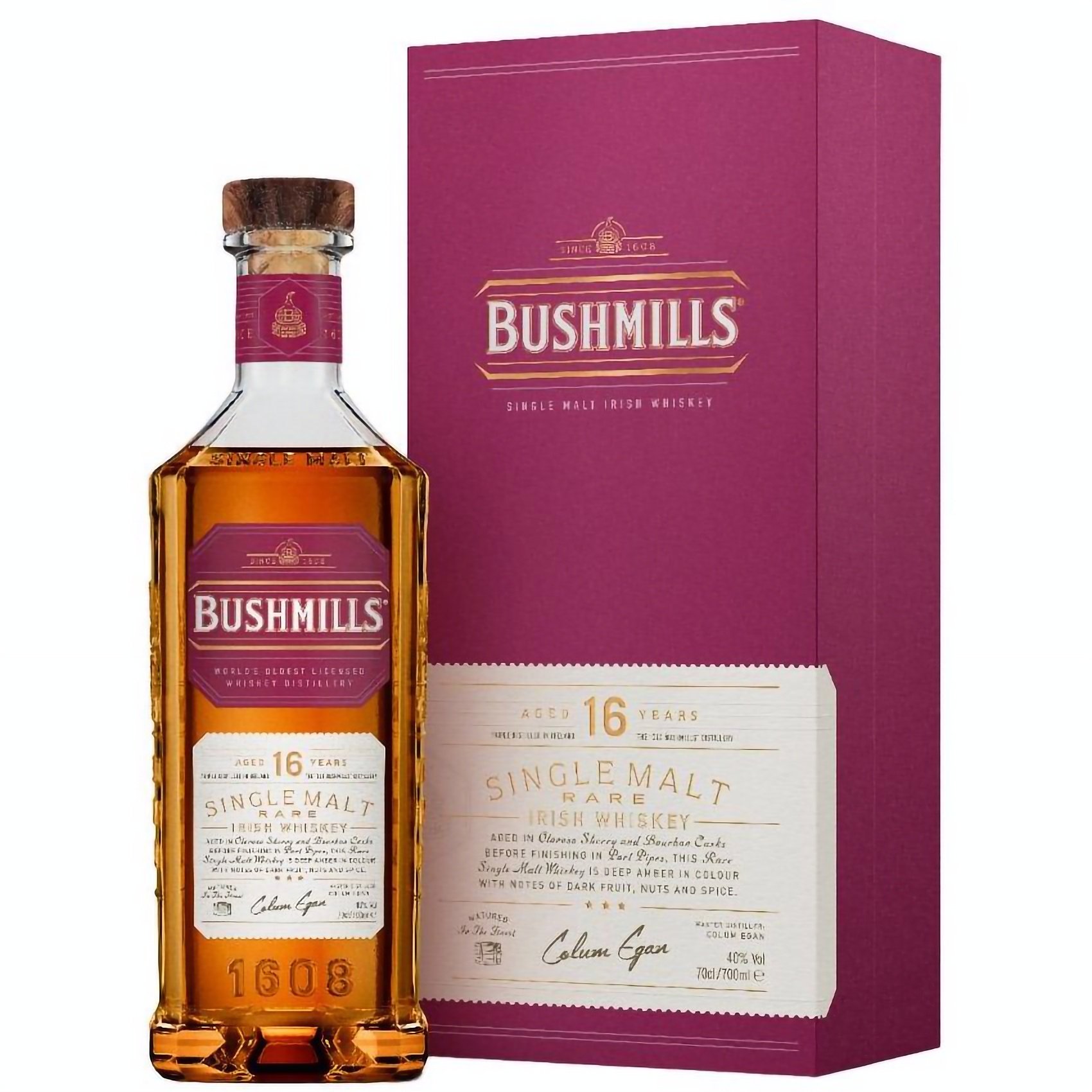 Виски Bushmills Single Malt 16 лет выдержки 40% 0.7 л в подарочной упаковке (887820) - фото 1