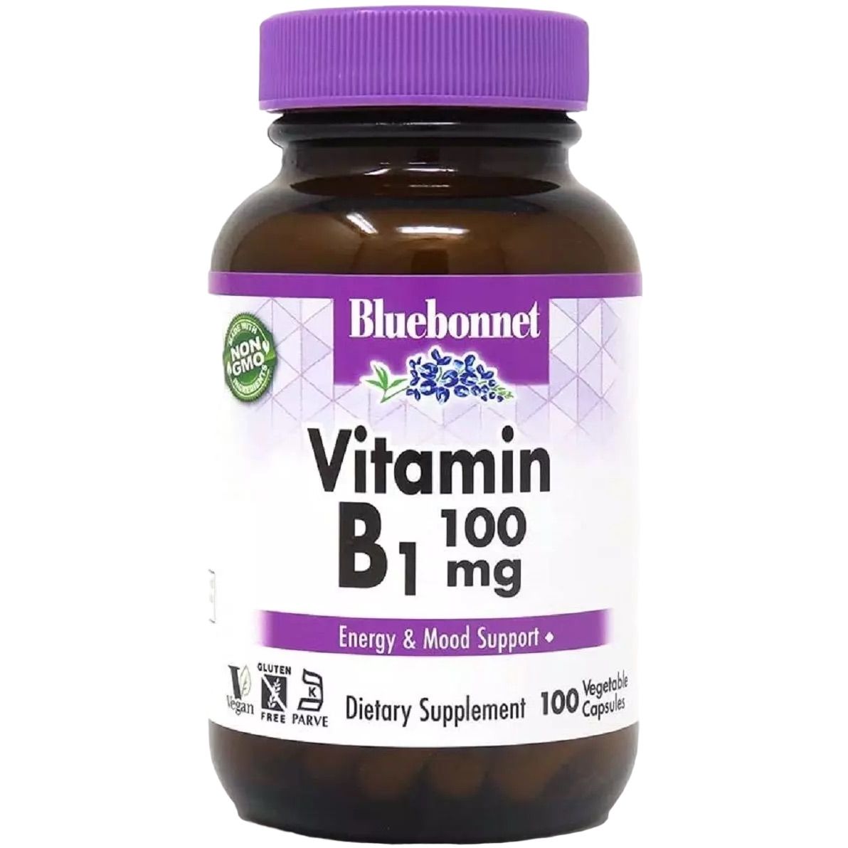 Витамин B1 Bluebonnet Nutrition 100 мг 100 вегетарианских капсул - фото 1