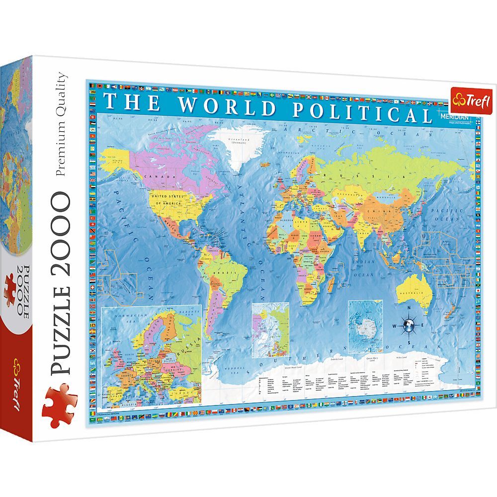 Пазлы Trefl Политическая карта мира 2000 элементов - фото 1