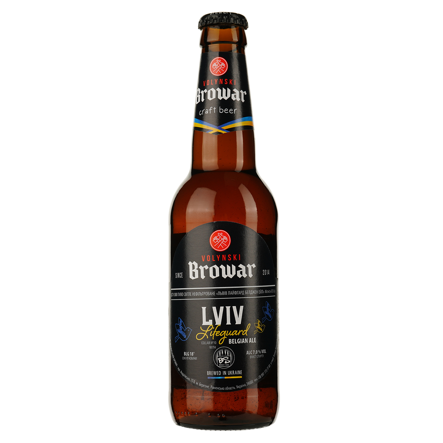 Пиво Volynski Browar Lviv Lifeguard, светлое, нефильтрованное, 7%, 0,35 л - фото 1