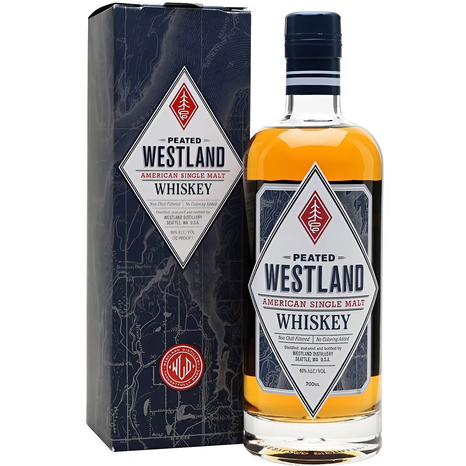 Виски Westland Peated American Single Malt Whiskey 46% 0.7 л в подарочной упаковке - фото 1