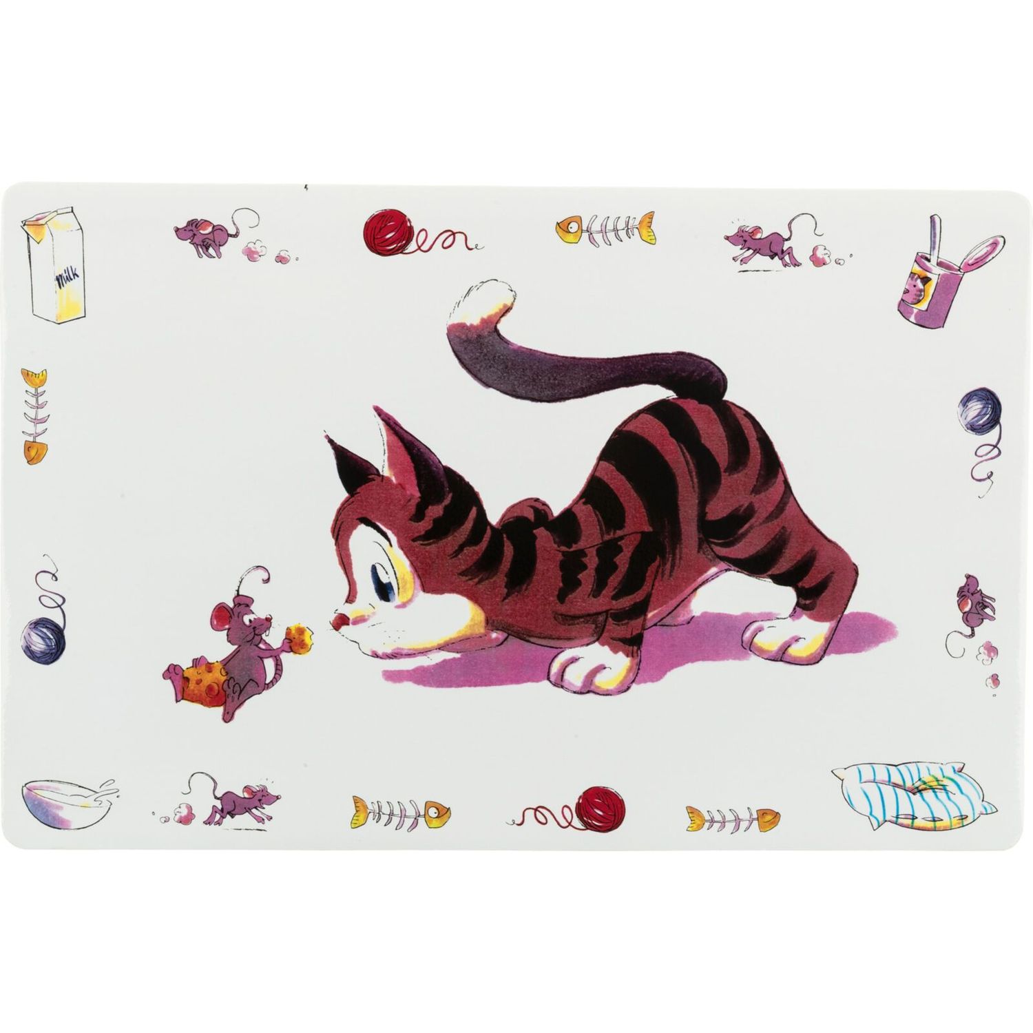 Килимок Trixie під миски для котів Comic Cat, пластиковий, 44х28 см (24544) - фото 1