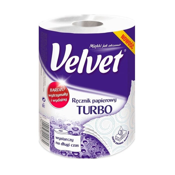 Паперові рушники Velvet Turbo, тришарові, 1 рулон - фото 1