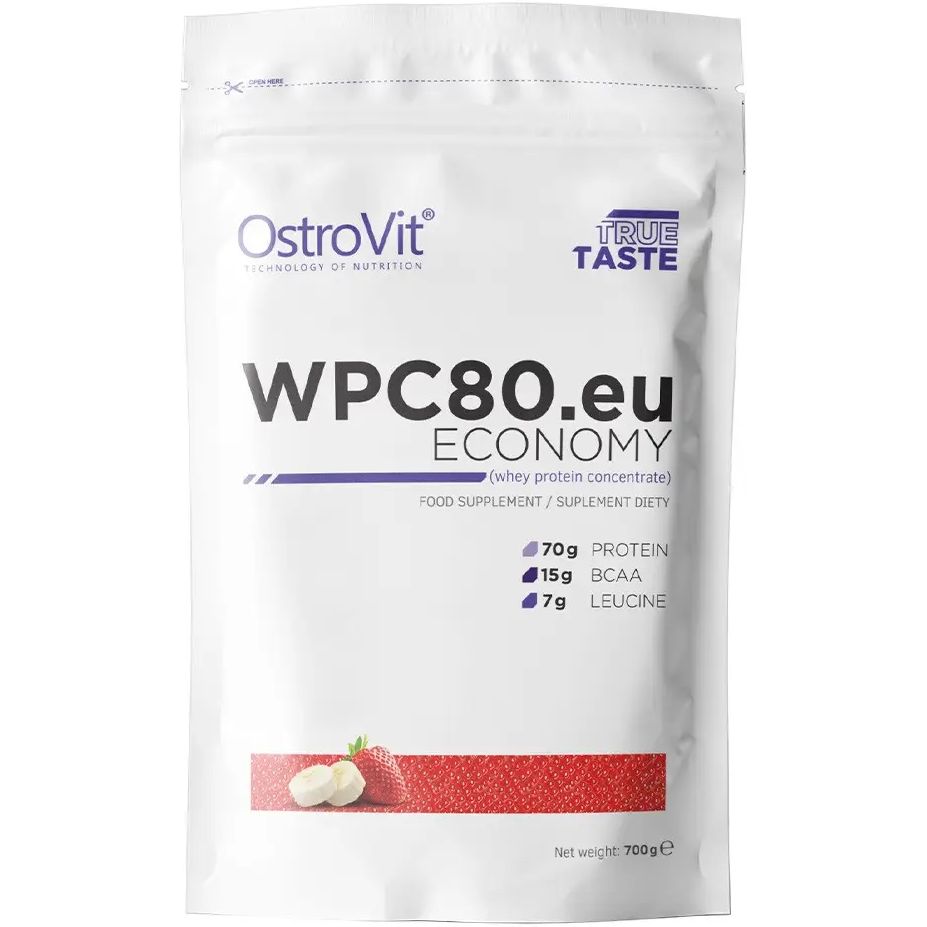 Протеин OstroVit WPC80.eu Economy Strawberry Banana 700 г - фото 1