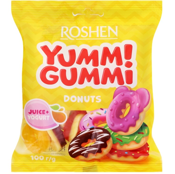 Цукерки Roshen Yummi Gummi Donuts желейні, 100 г (886276) - фото 1