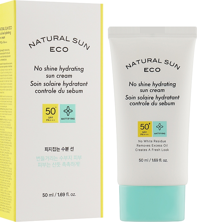 Солнцезащитный крем для лица The Face Shop Natural Sun Eco No Shine Hydrating Sun Cream SPF50+ PA+++ 50 мл - фото 2