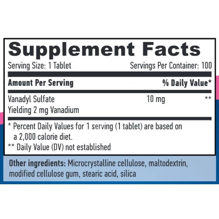 Ванаділ сульфат Haya Labs Vanadyl Sulfate 10 мг 100 таблеток (820251) - фото 2