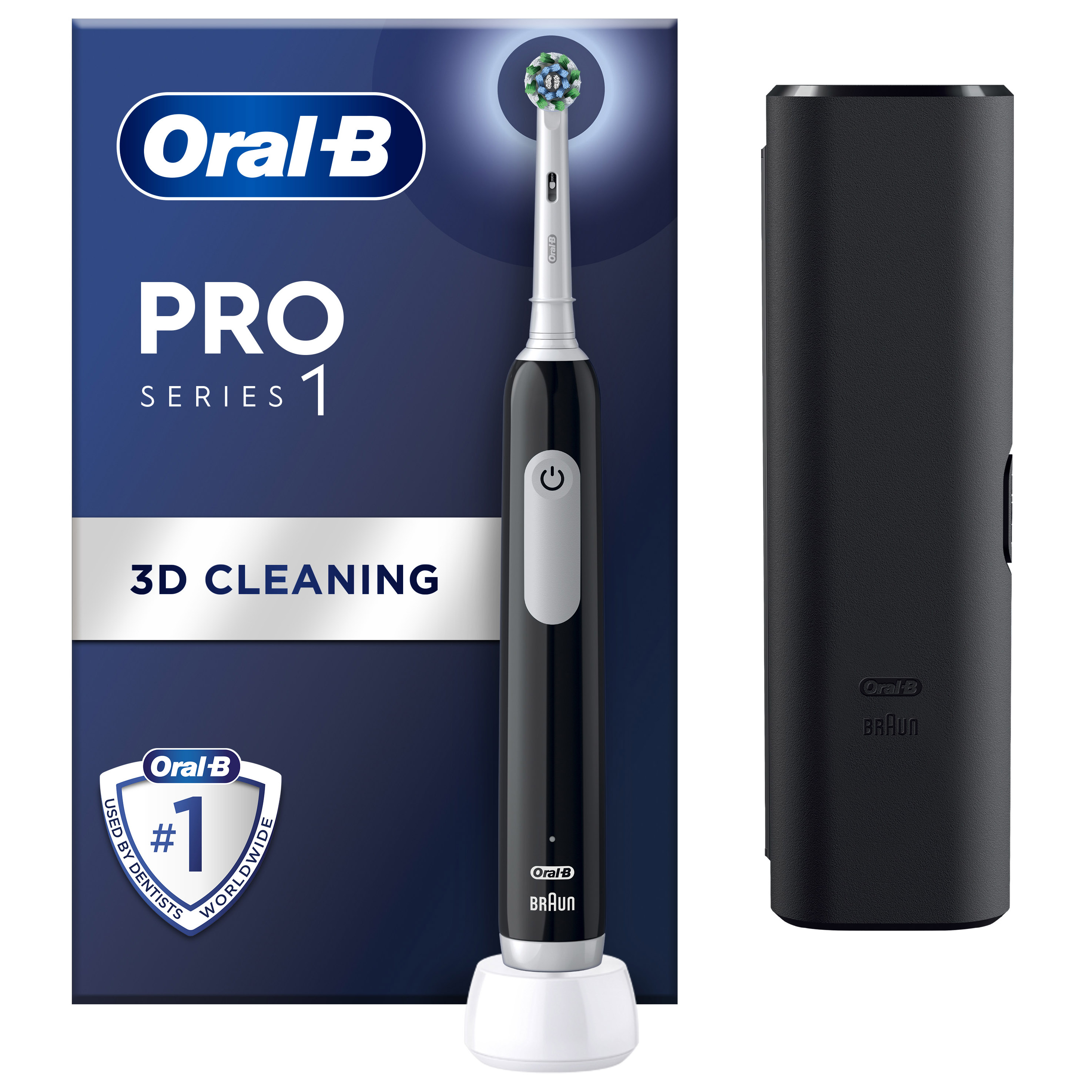 Електрична зубна щітка Oral-B Braun Pro Series 1 чорна + футляр - фото 1
