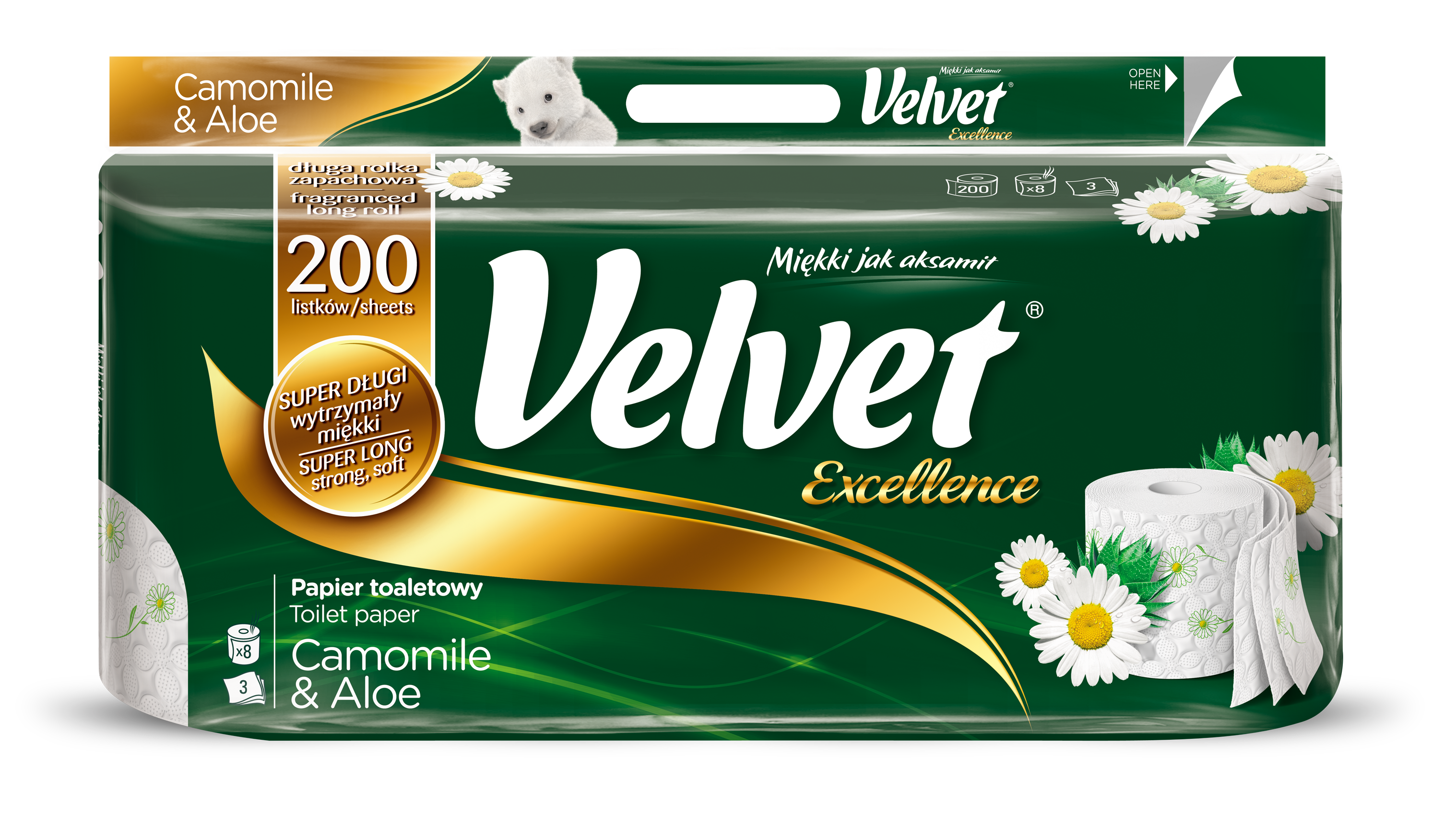 Туалетная бумага Velvet Excellence Ромашка и алое, трехслойная, 4 рулона (4200009) - фото 1