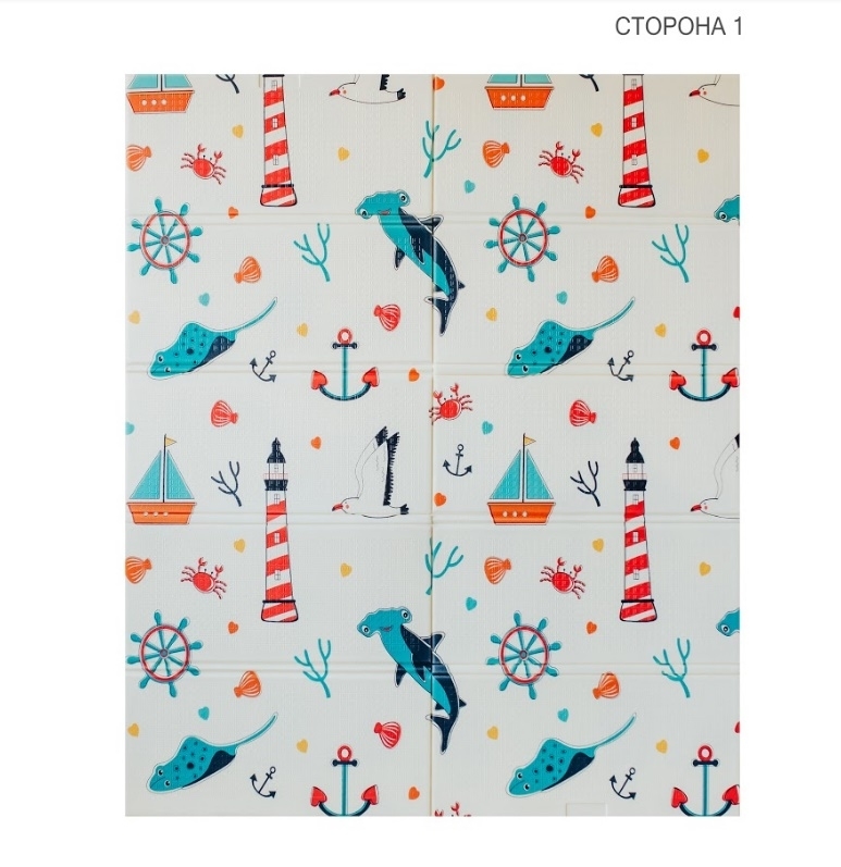 Дитячий двосторонній складаний килимок Poppet Морський сезон і Зимові сови, 150х180 см (PP007-150) - фото 2