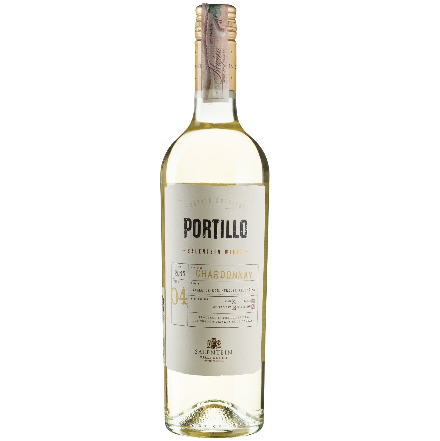 Вино Portillo Chardonnay, біле, сухе, 13%, 0,75 л (3579) - фото 1