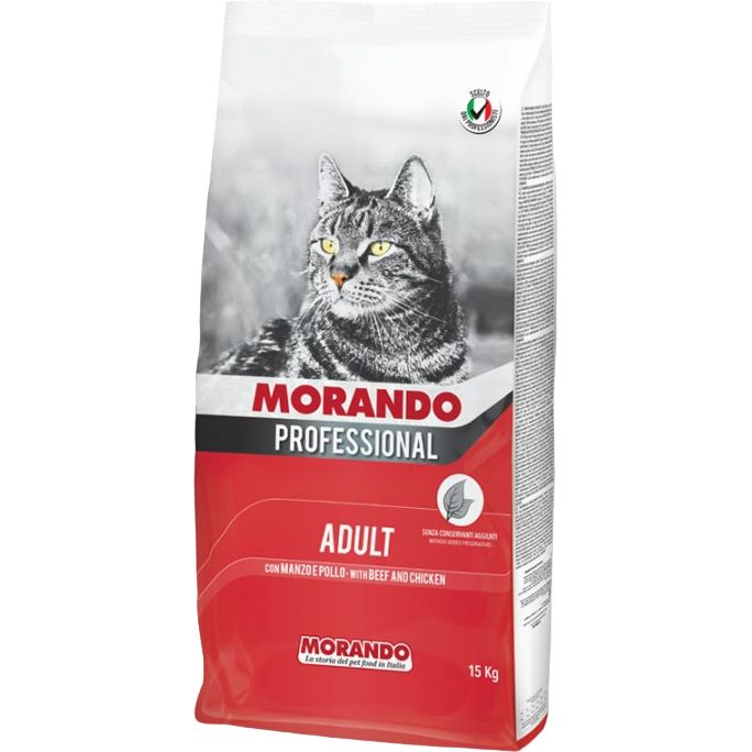 Сухой корм для взрослых кошек Morando Professional с говядиной и курицей 15 кг - фото 1
