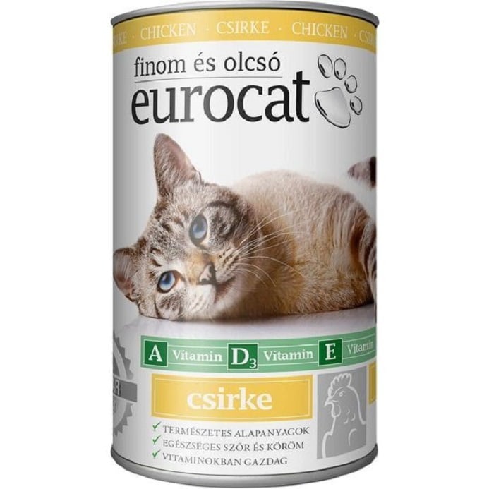 Вологий корм для котів EuroCat, з куркою, 415 г - фото 1