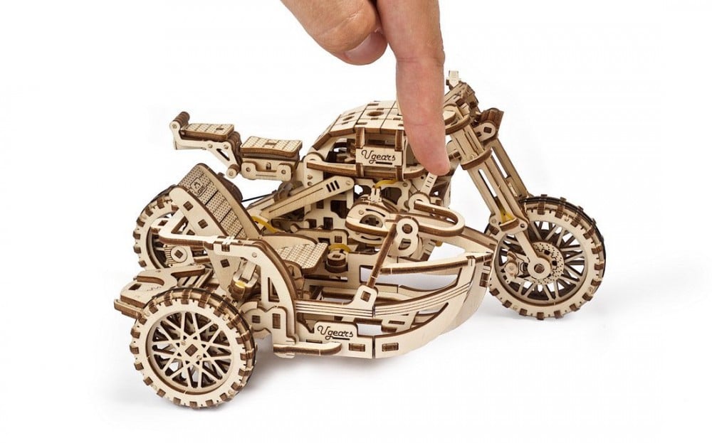 Механічний 3D Пазл Ukrainian Gears Мотоцикл Scrambler UGR-10, з коляскою, 380 елементів (70137) - фото 7