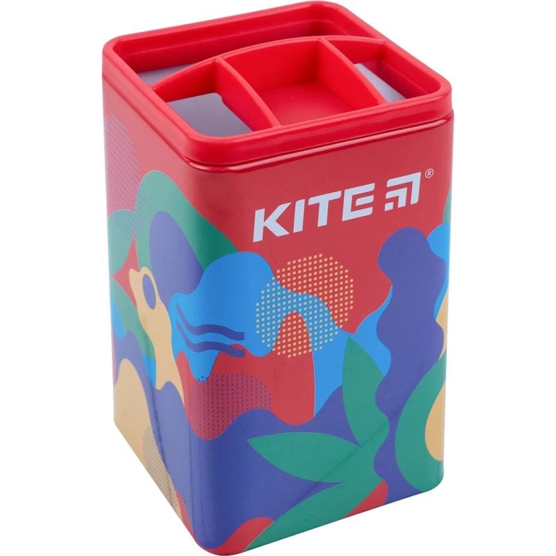 Стакан-подставка для канцелярских принадлежностей Kite Fantasy 4 отделения красная (K22-105) - фото 1