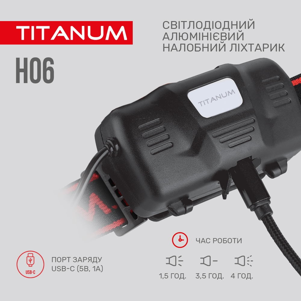 Налобний світлодіодний ліхтарик Titanum TLF-H06 800 Lm 6500 K (TLF-H06) - фото 6