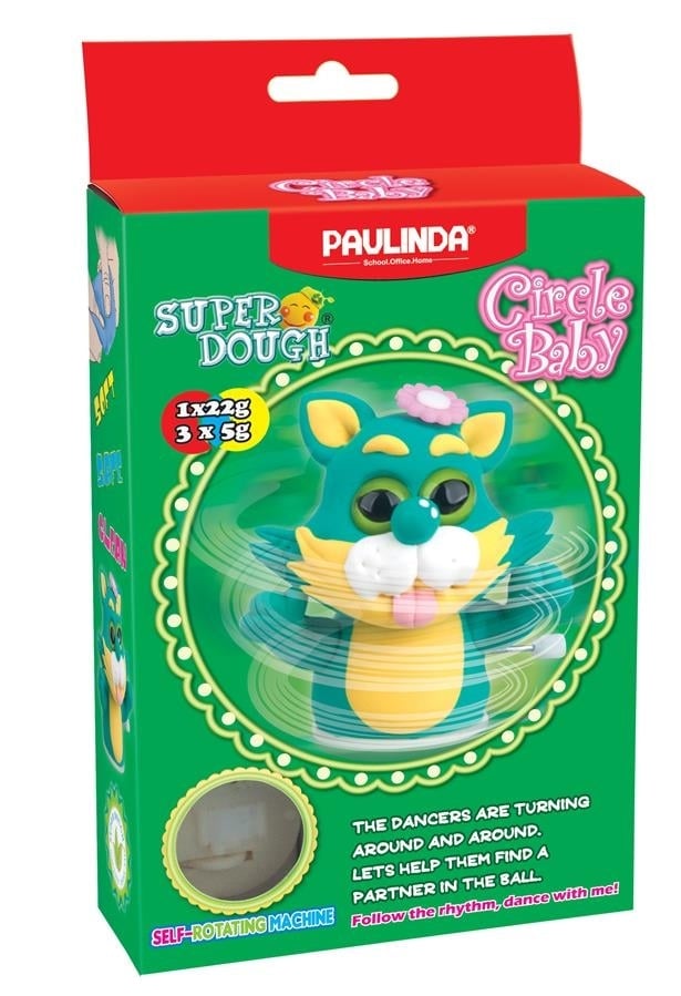 Маса для ліплення Paulinda Super Dough Circle Baby Кіт, зелений (PL-081177-3) - фото 1