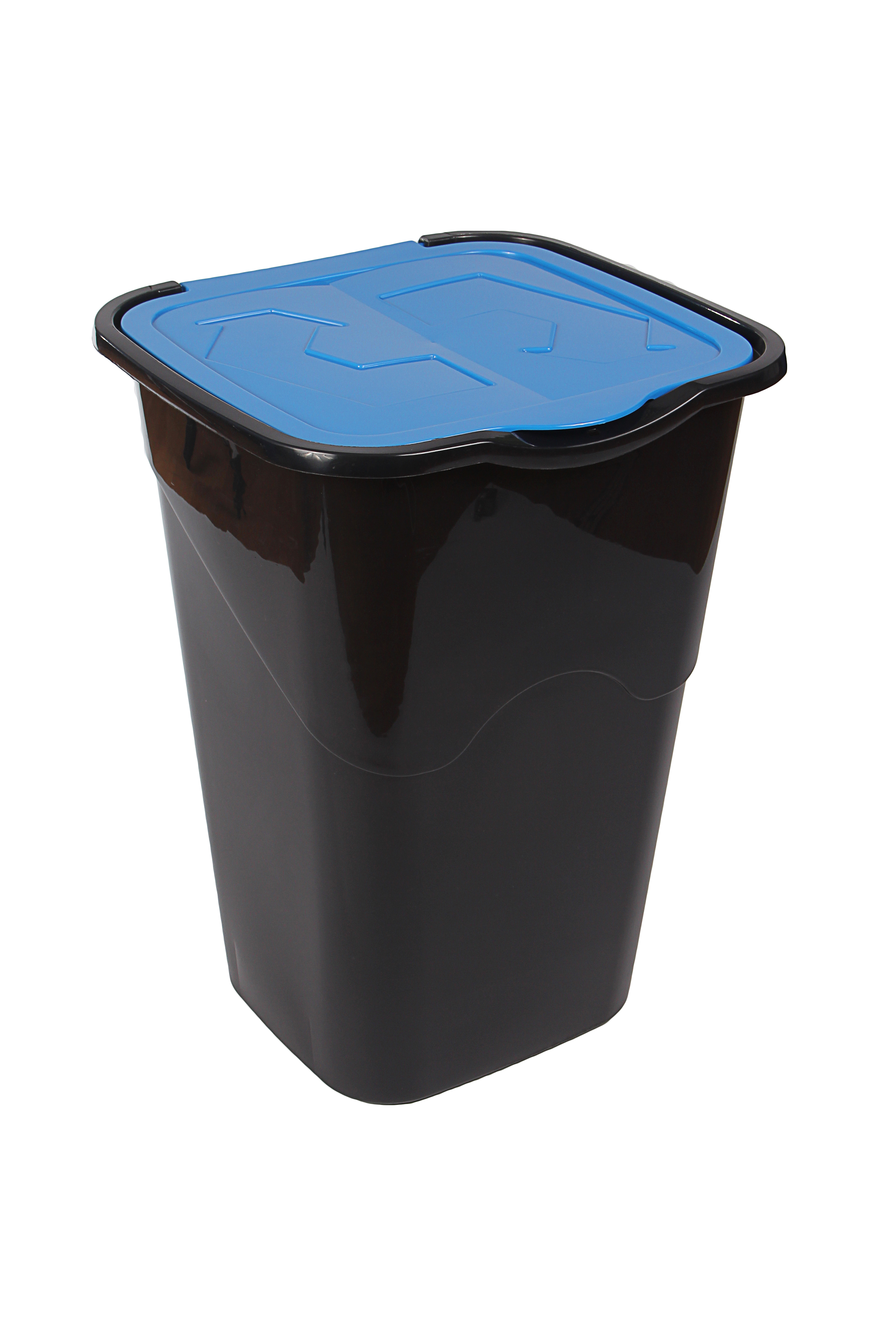 Ведро для мусора с крышкой Heidrun Refuse, 50 л, черный с синим (1433) - фото 1