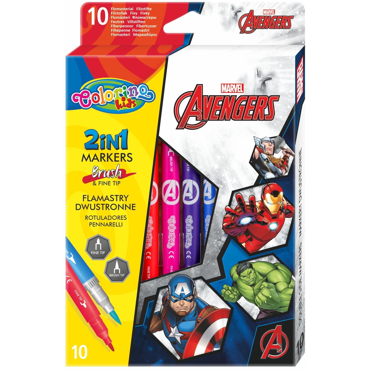 Фломастери Colorino Avengers, двусторонние, 10 шт. (91444PTR) - фото 1